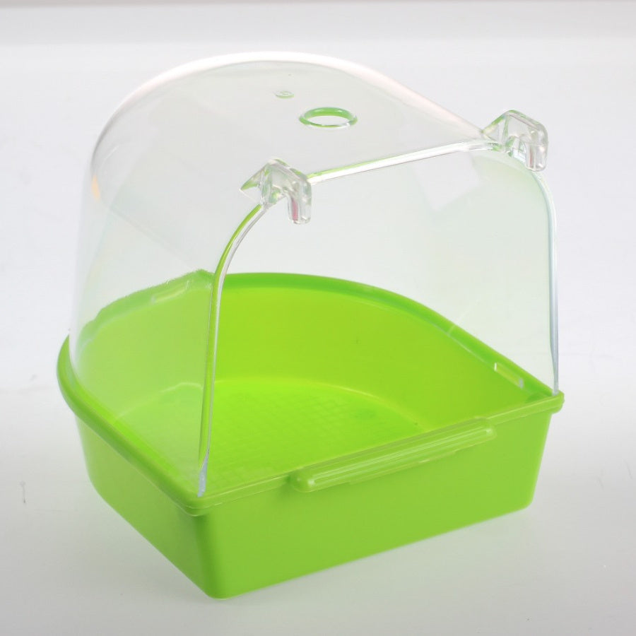 Clear Bird Bath for Cage with Hanging Design - Parrot Bathtub Shower Box for Parakeets, Cockatiels & Small Birds, Removable Transparent Pet Bird Bathing Bowl, Bird Cage Accessories & Grooming Supply