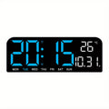 Large Screen LED Alarm Clock 15 Inch Auto-Dimming with Remote Control | Digital Clock Time Date Week Temperature Humidity Timer | Bedroom Bedside Senior-Friendly Living Room Office Desk