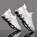 Men's Breathable Running Shoes Lightweight Fish Scale Fabric Upper Durable Outsole Low Top Lace-Up for Running Hiking Walking Casual Sports White Black US 7-13.5