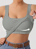 Women's Scoop Neck Tank Top Removable Chest Padding Slim Fit Casual Summer Sleeveless Top 8 Colors XS-XL Built-In Bra