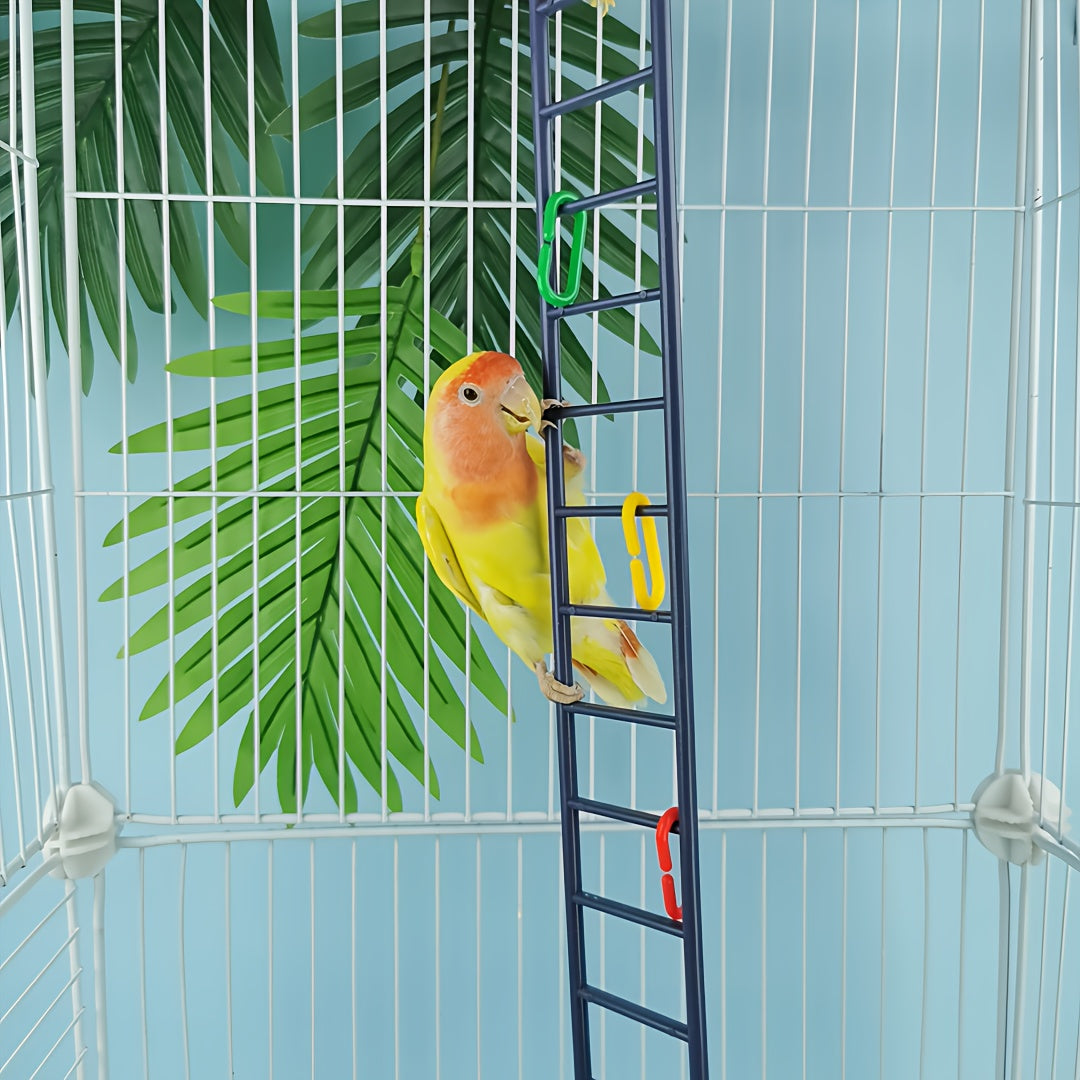Parrot Climbing Ladder Swing Toy with Swingable Steps Bird Perch for Budgies Cockatiels Canaries Finches Lovebirds Mental Stimulation Cage Accessory White Grey