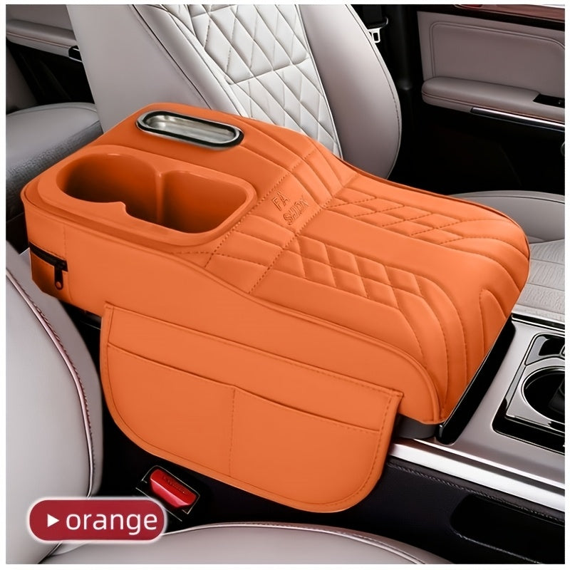 Car Center Console Tray Organizer Raised Design Tissue Box Holder Cup Holder Non-Slip Storage Mat Universal Fit 6 Colors Black Orange Red Brown Beige