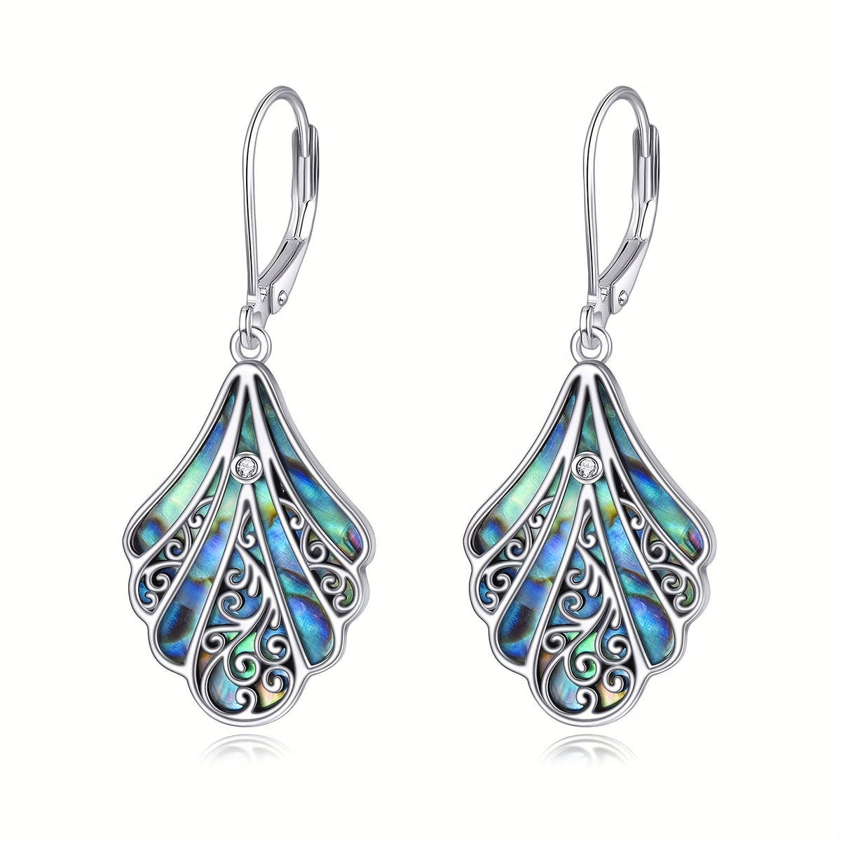 925 Sterling Silver Abalone Shell Drop Earrings for Women – Hollow Bohemian Dangle Earrings, Hypoallergenic Boho Jewelry, Perfect Gift for Her