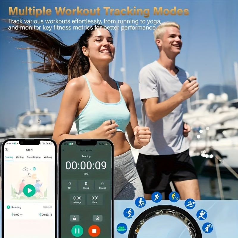 Smart Ring Fitness Tracker for Women Men – Steps Calories HRV Heart Rate Stress Body Temp Monitor 100+ Sports Modes IP68 Waterproof iPhone Android Compatible