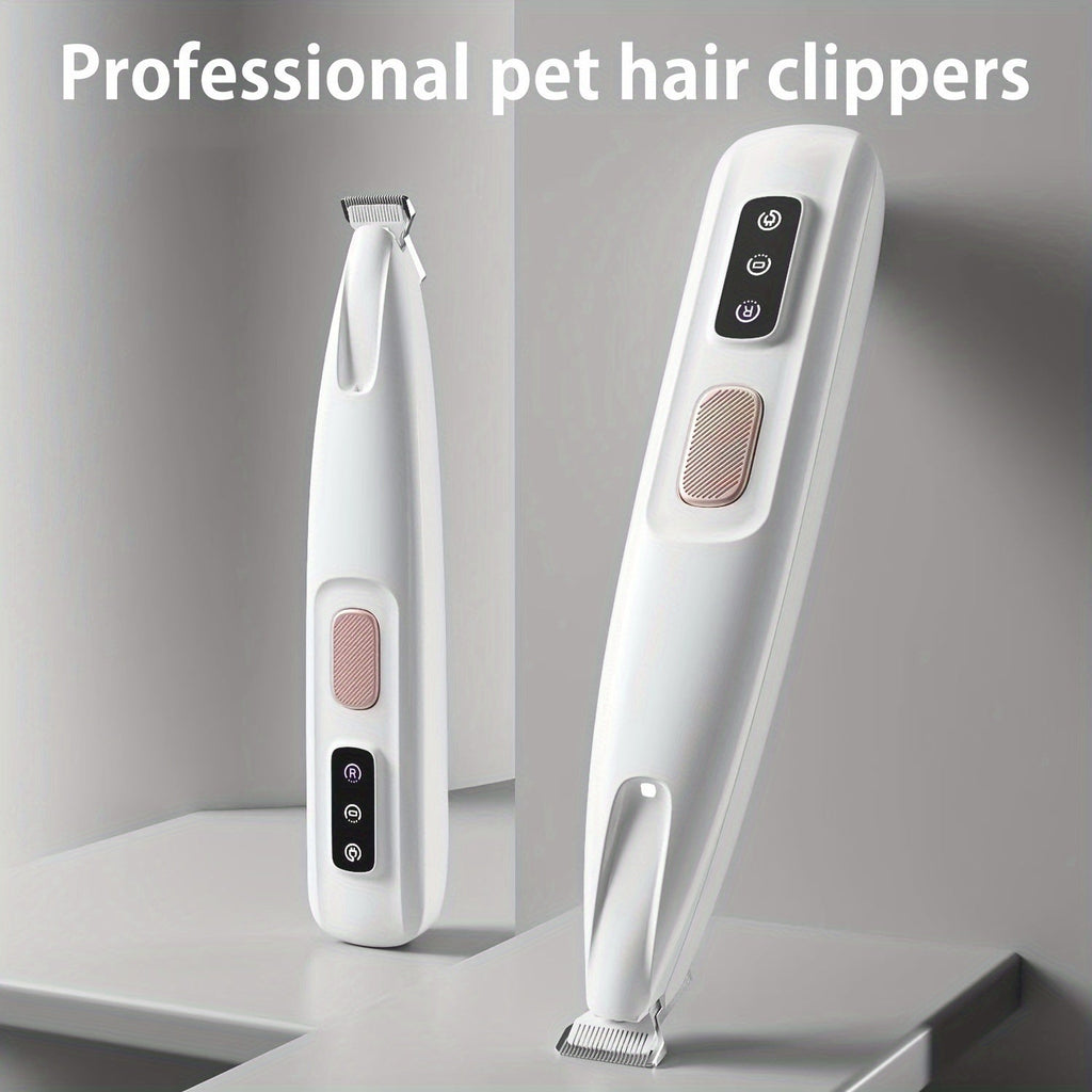 Multifunctional Pet Hair Clipper with LED Light USB Rechargeable - Low Noise Electric Dog & Cat Grooming Trimmer for Paw, Eyes, Ears, Face & Butt, Precision Cordless Pet Fur Remover for At-Home Grooming