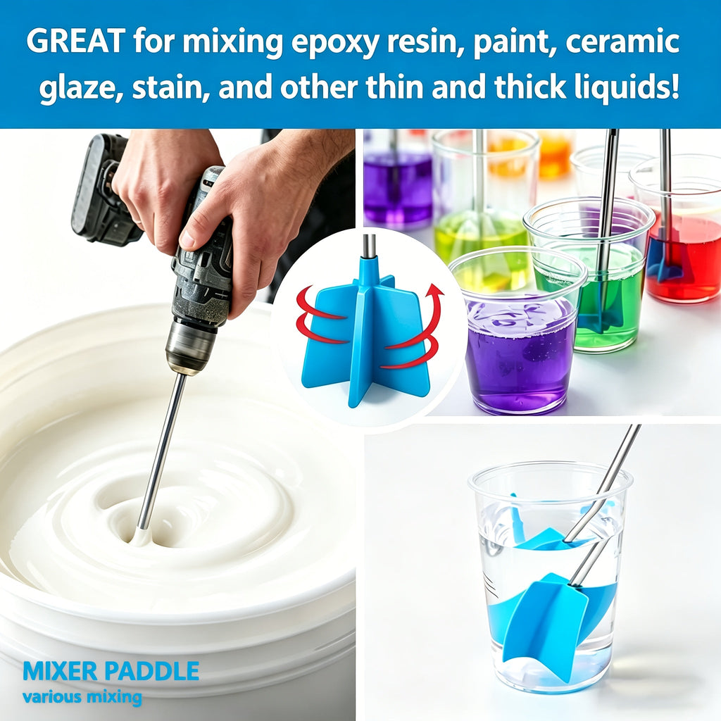 Resin Stirring Paddles 6 Pcs Reusable Epoxy Mixer Drill Attachment Multi-Size Reduces Air Bubbles DIY Resin Art Casting