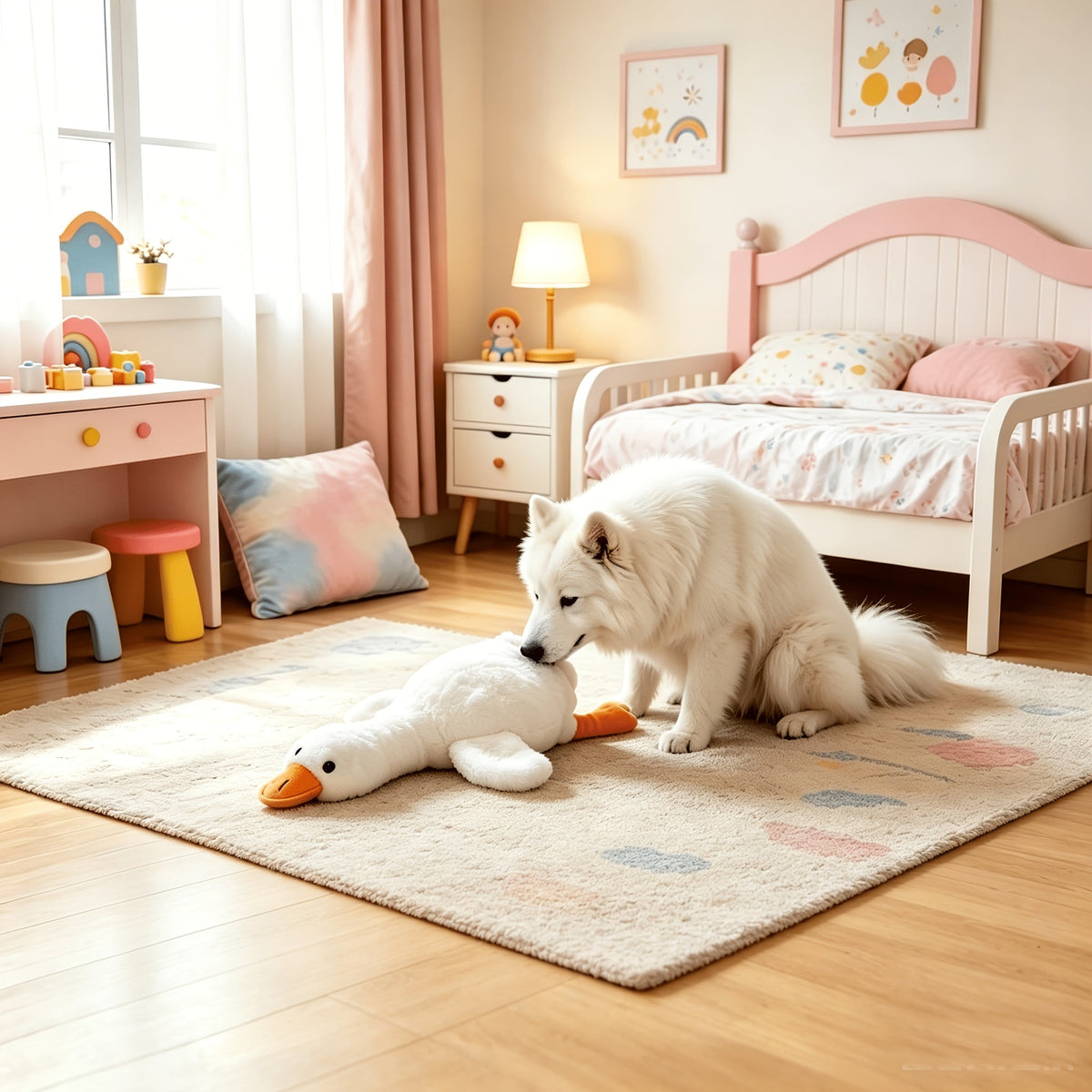 Large Soft Duck Plush Toy for Dogs and Cats 20 Inch - Upgraded Embroidered Eyes Zipperless Washable Giant Duck Stuffed Animal Pet Toy, Dog Companion Toy for Large Medium Small Breeds, Multiple Colors