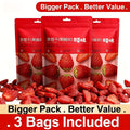 Dried Strawberries Snack 3 Bags Pack Low Sugar Natural Gluten-Free Vegan Fruit Snack Office Parties Holidays Gift