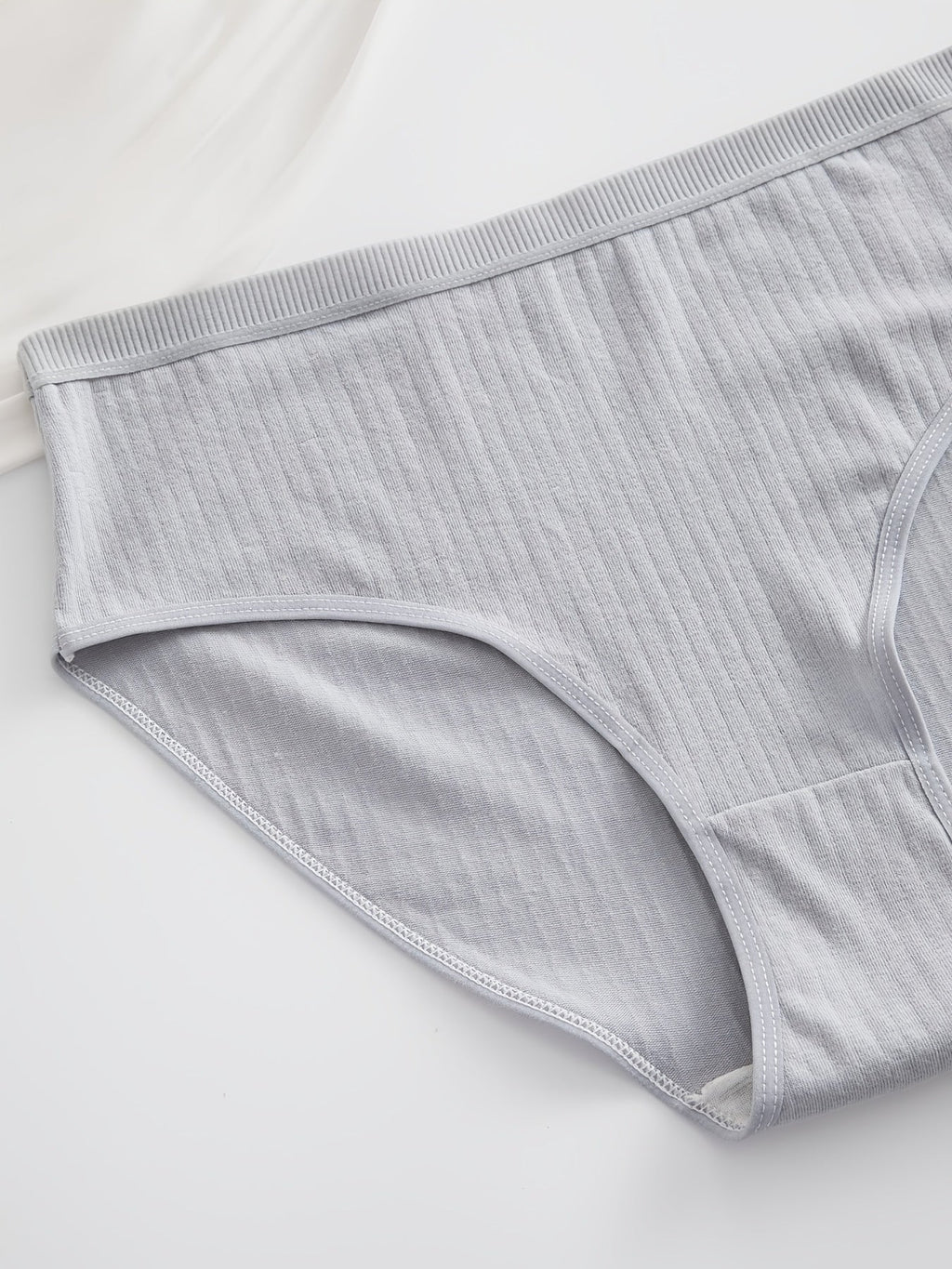 6-Pack Ribbed Thong Panties Women Soft Breathable Mid-Waist | Rib-Knit Triangle Underwear Solid Colors | Maternity-Friendly Everyday Panties Set | S to 5XL Mixed Colors
