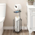 Freestanding Toilet Paper Holder Metal Stand 3 Reserve Roll Storage | No Drilling Modern Bathroom TP Dispenser | Floor Standing Toilet Paper Organizer | Housewarming Gift | Black