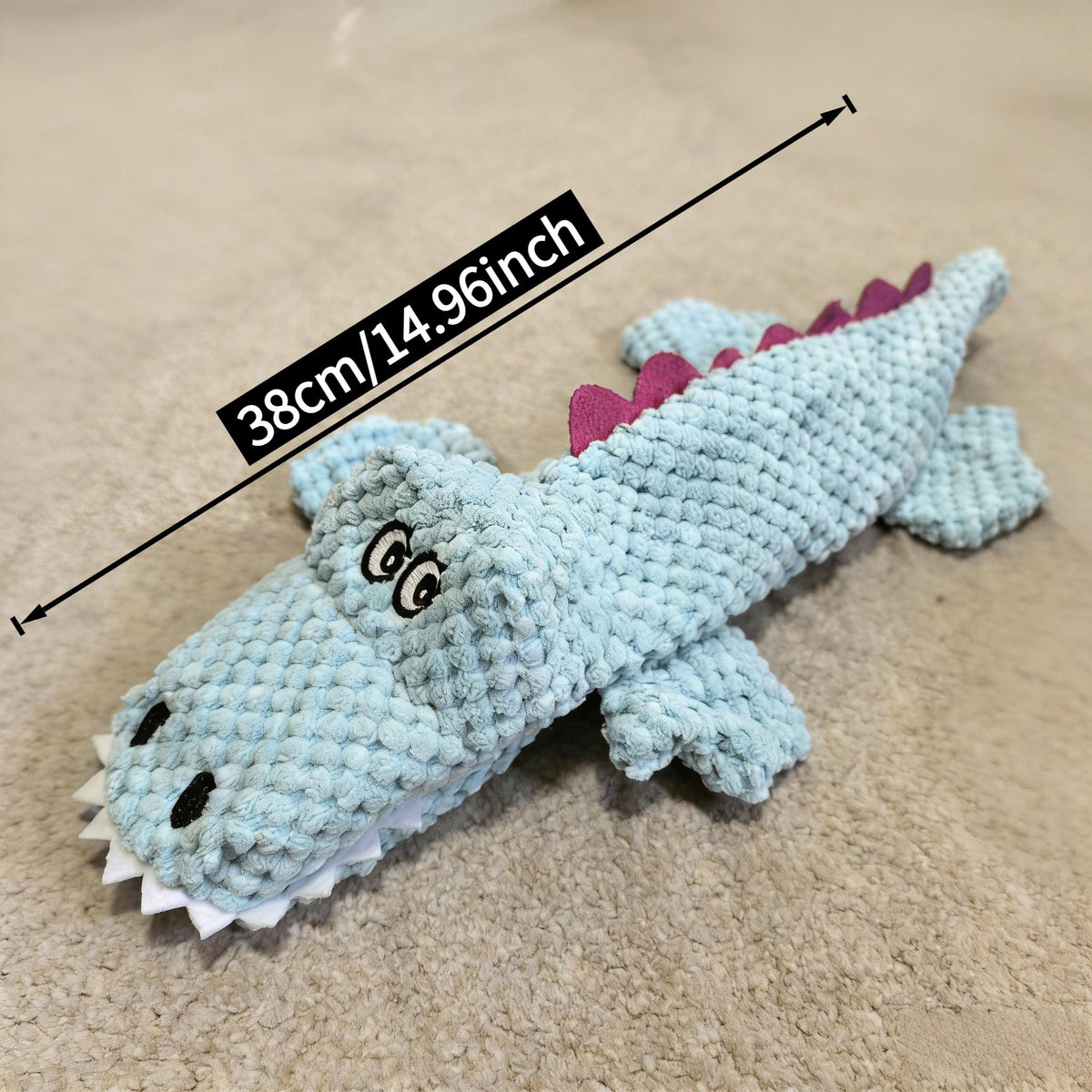 Crocodile Squeaky Plush Dog Toy with Crinkle Paper & BB Sound - Unstuffed Chew-Resistant Dog Toy for Small to Medium Dogs, 4 Colors, Anti-Boredom Interactive Pet Toy, Dog Birthday & Holiday Gift