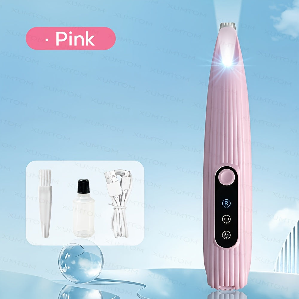 Electric Pet Paw Trimmer with LED Light USB Rechargeable - Low Noise Dog & Cat Grooming Clipper for Paw Hair, Whiskers & Eye Area, Multi-Function Cordless Pet Hair Trimmer for Small Medium Dogs & Cats